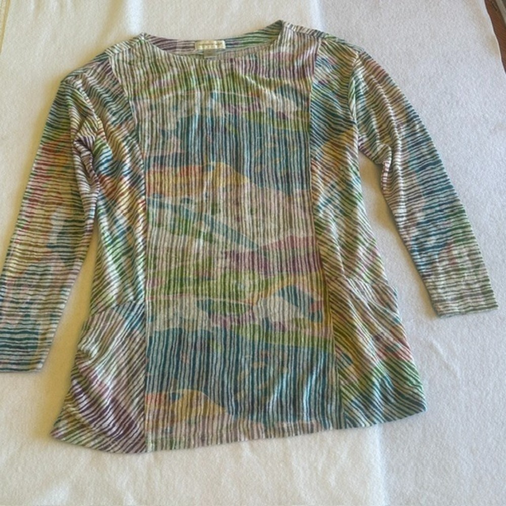 Christopher Banks Multicolor Tunic Top Womens Size M Knit Abstract Stripe Boho